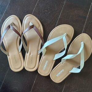 Sonoma Brand Women’s Sandals (Set of 2) Brown Sandals, White Sandals Size 7/8
